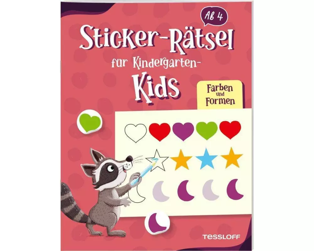 Sticker-Rätsel für Kindergarten-Kids. Farben und Formen