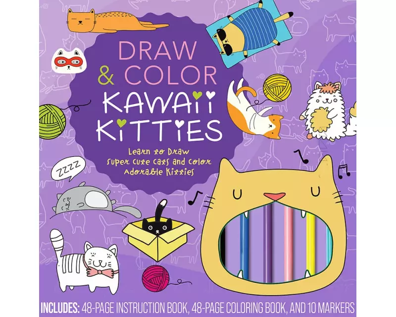 Draw & Color Kawaii Kitties Kit