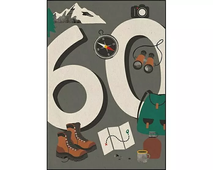 Doppelkarte. Let's go green / 60.Geburtstag (Wandern)