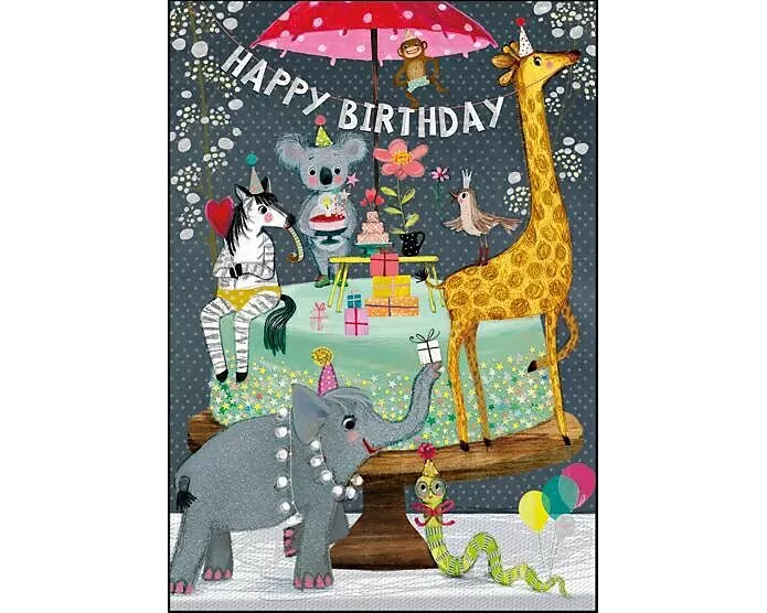 Doppelkarte. Happy Birthday (Tiere)