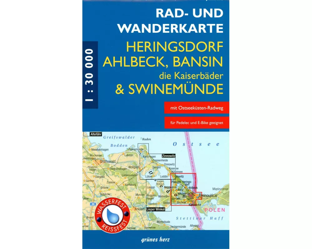 Rad- und Wanderkarte Heringsdorf, Ahlbeck, Bansin - Die Kaiserbäder und Swinemünde