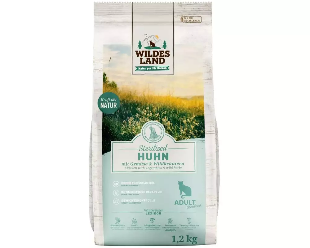 Wildes Land Trockenfutter Adult Huhn Sterilised, 1.2 kg