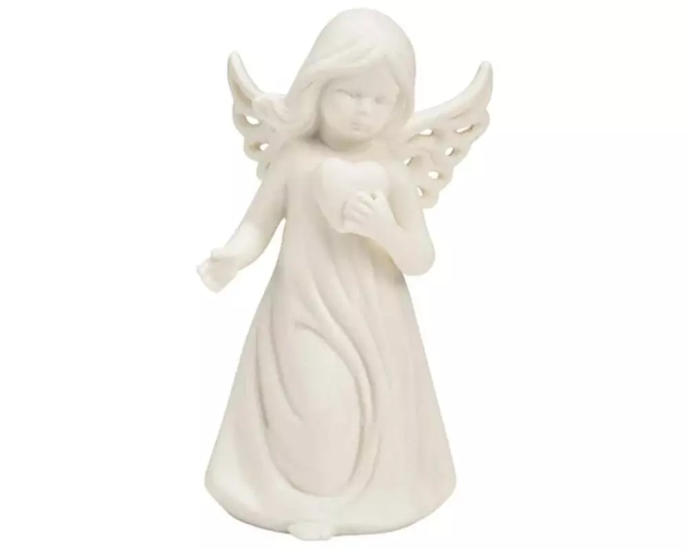 G. Wurm Dekofigur Engel mit Herz 10 x 7 cm, Weiss
