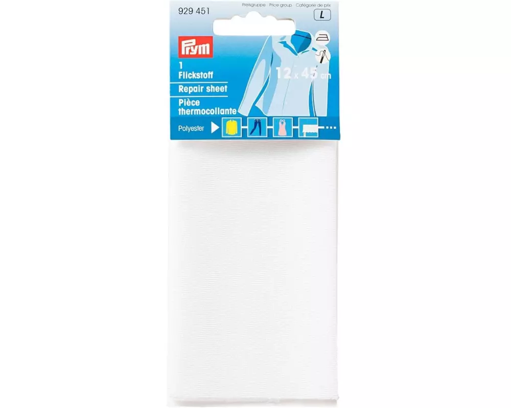 Prym Flickstoff 12 x 45 cm aufbügelbar, Weiss