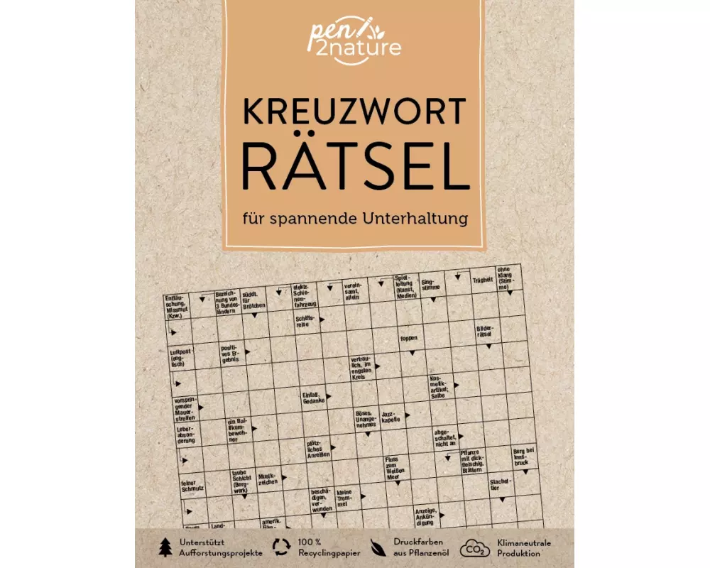 Kreuzworträtsel für spannende Unterhaltung. Nachhaltiges Rätselbuch in Farbe