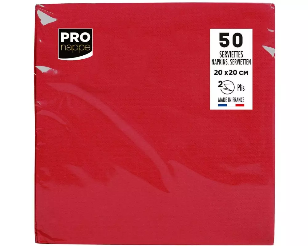 PRO nappe Papierservietten 20 cm x 20 cm, 50 Stück, Rot