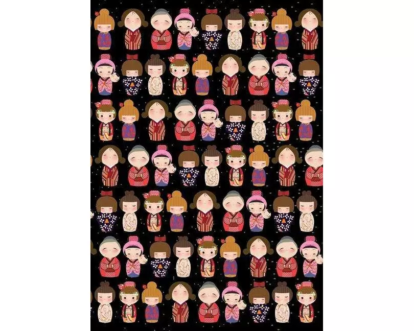 Cute Kokeshi Dolls Lined Paperback Journal