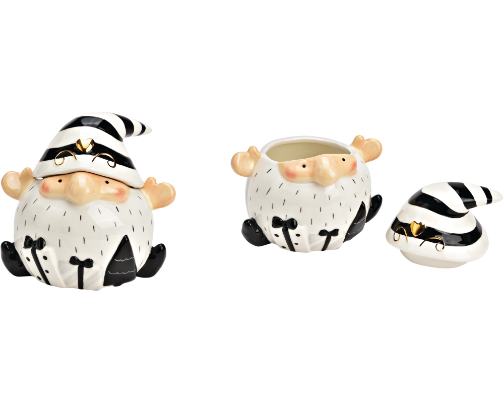 ROOST Dose Nikolaus Keramik 10033445 weiss, schwarz 17x16x14cm