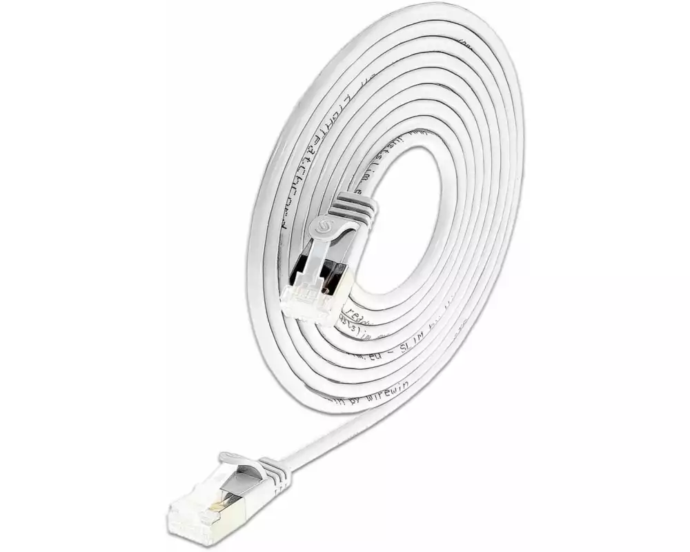 SLIM Slimpatchkabel RJ-45, Cat 6A, U/FTP, 0.15 m, Weiss,50-Pack