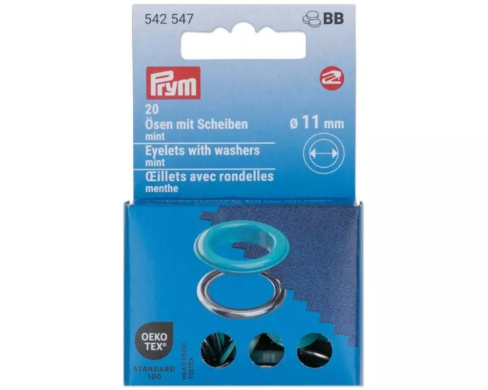 Prym Ösen mit Scheiben 20 Stück, Mint-Silber
