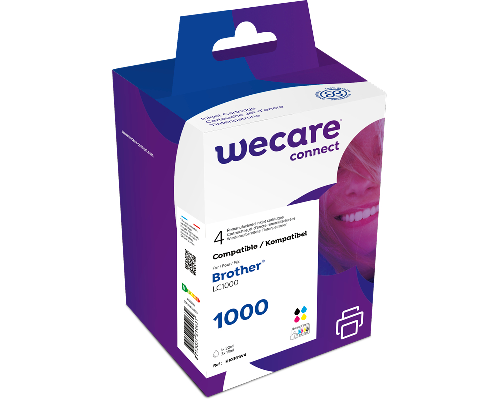 WECARE Multipack rebuilt CMYBK LC1000VAL z.Brother DCP-130 1x22/3x13ml