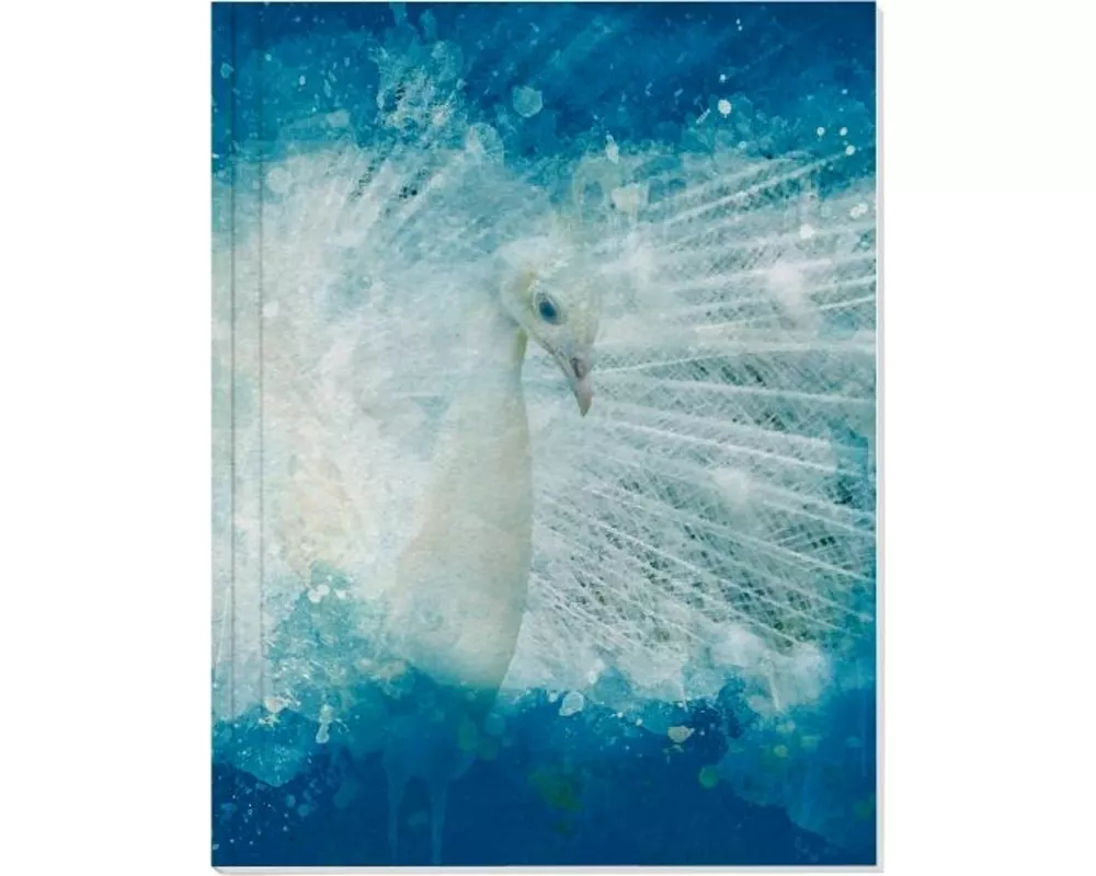 Vögel auf Instagram Großes Notizheft Motiv Weißer Pfau