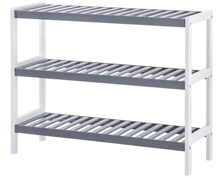 Songmics Schuhregal mit 3 Ebenen 70 x 55 cm, Weiss/Grau