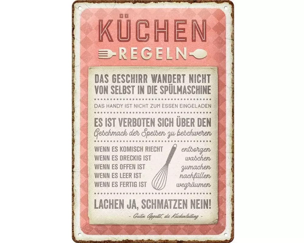 Nostalgic Art Schild Küchen-Regeln 20 x 30 cm, Metall