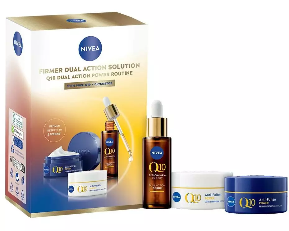 NIVEA Q10 Anti-Falten Power Set – Tag, Nacht & Dual Action Serum