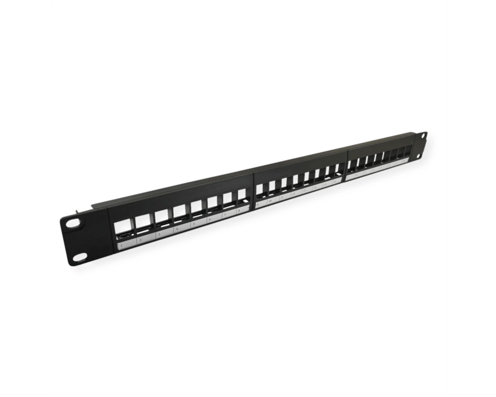 VALUE 19-Zoll-Keystone-Modulträger, 24 Ports, 1HE, ungeschirmt, schwarz
