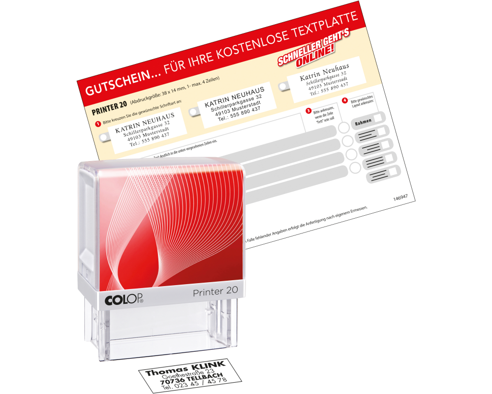 COLOP Mehrtextstempel 20 4 Zeilen 14x38mm
