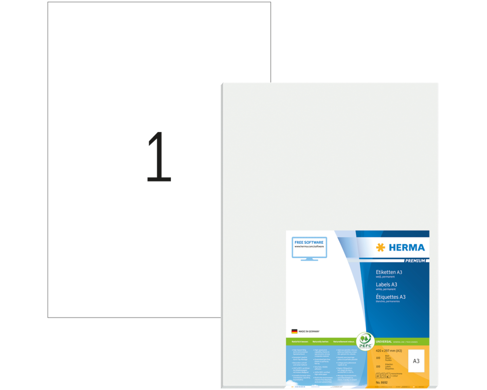 HERMA Etiketten 8692 8692 A3 297mmx420mm 100Stk. 100 B