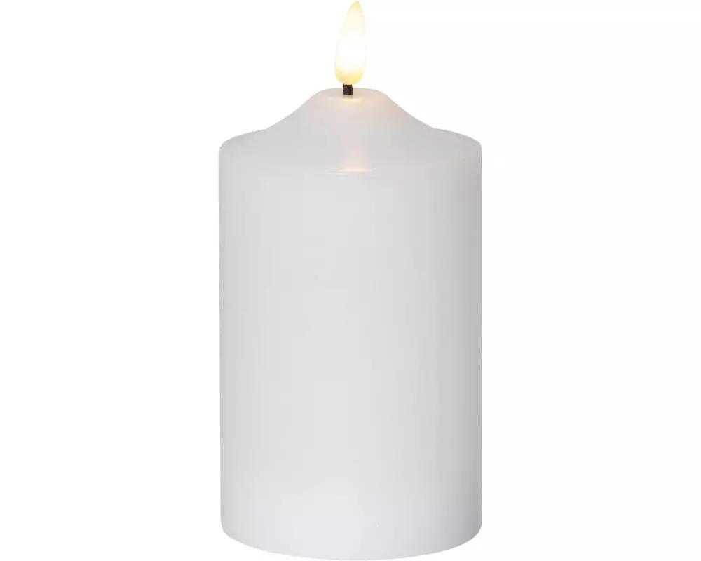 Star Trading LED-Kerze Pillar Flamme Ø 7.5 x 15 cm, Weiss