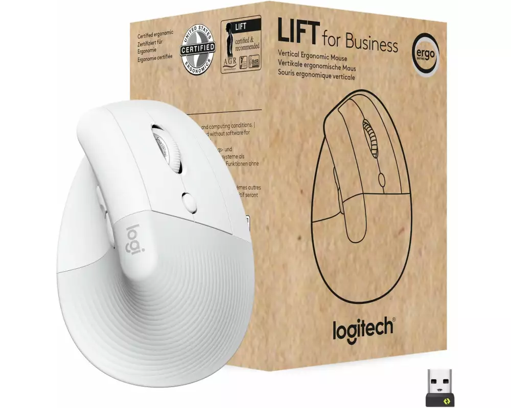 Logitech Ergonomische Maus Lift for Business Off-white