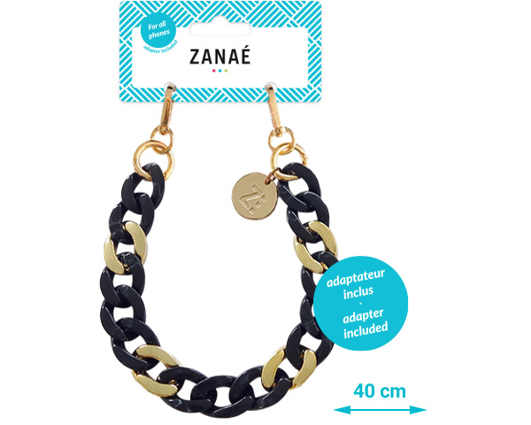 ZANAÉ Phone Wristlace Kepler & Gold 18325 Milky Way black / gold