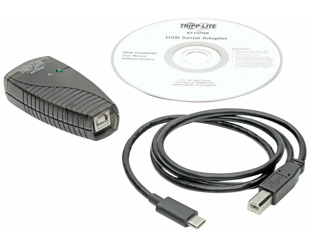 EATON TRIPPLITE USB-C to Serial DB9, RS232, Adapter Cable, 3ft. 0.91m, Keyspan, High-Speed, M/M, TAA