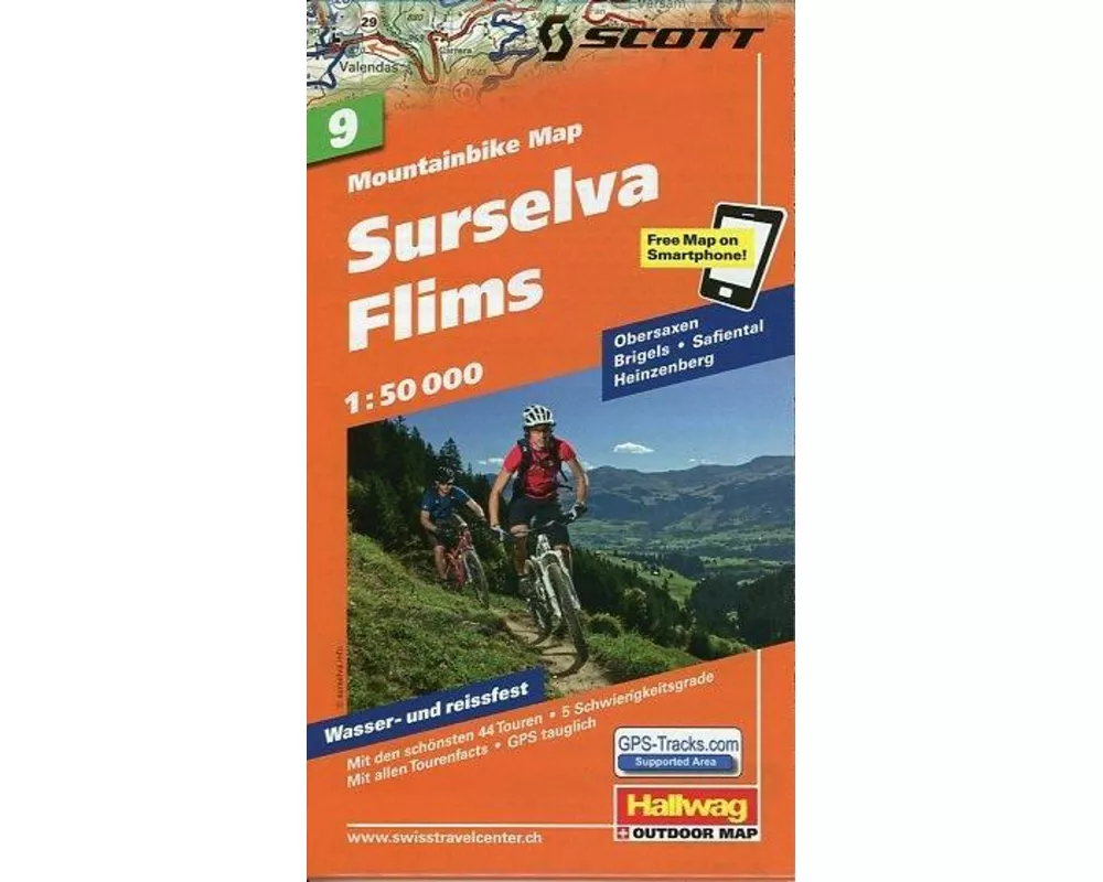 Hallwag Mountainbike-Karte 9 Surselva, Flims 1:50.000