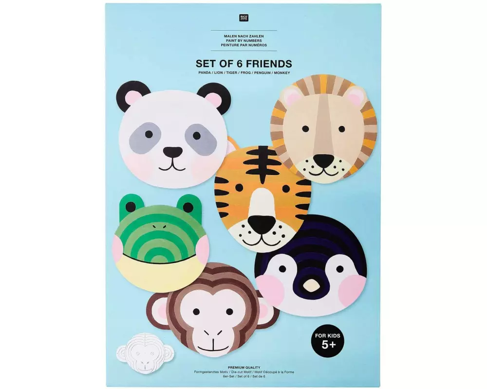 Rico Design Malen nach Zahlen 12-teilig, Tiere