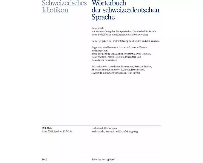 Schweizerisches Idiotikon, Quellen & Abkürzungsverzeichnis