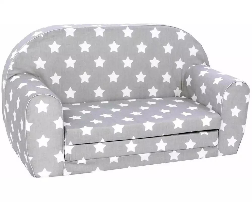 Knorrtoys Kindersofa Grau mit weissen Sternen