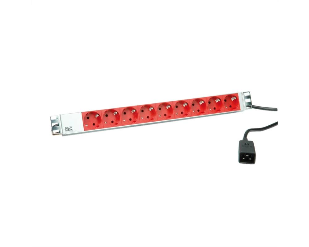 BACHMANN 19" Steckdosenleiste 9x Schutzkontakt C20-Stecker, silberfarben