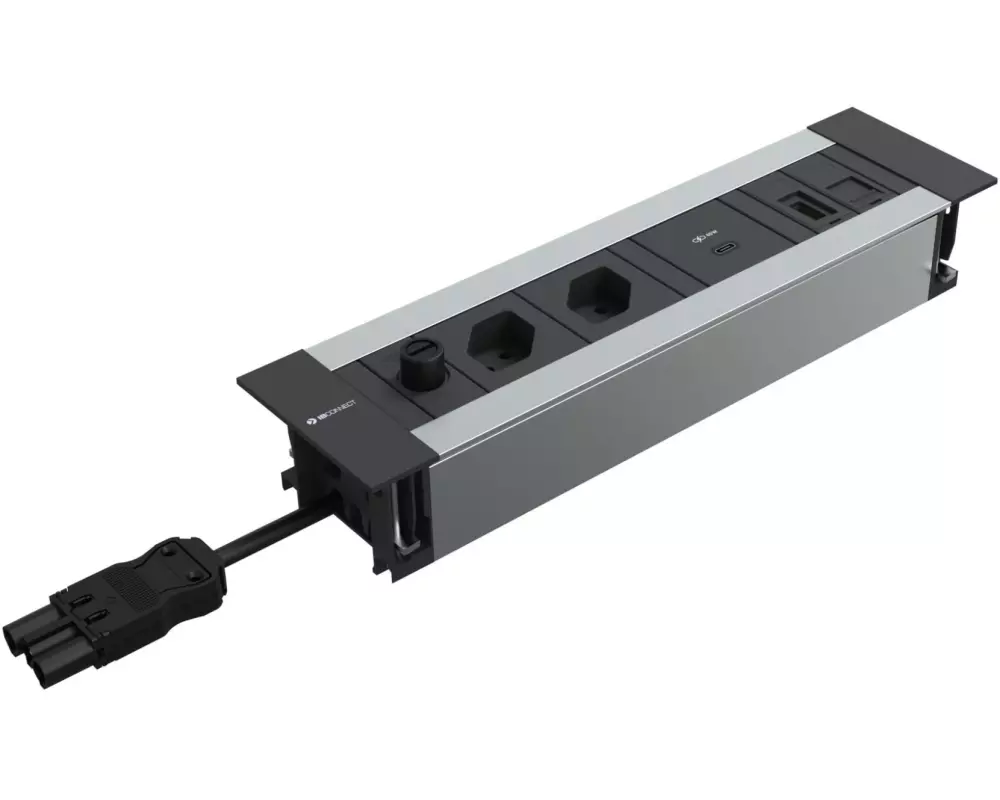 IB Connect Steckdosenleiste Intro2 2x T13 USB C-60 1x Cat6 HDMI, Grau