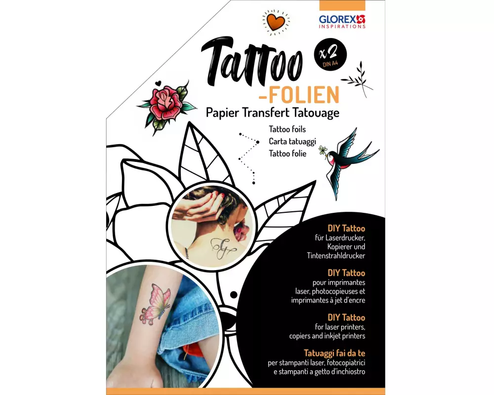 Glorex Tattoopapier Tattoo-Folie A4, 2 Stück
