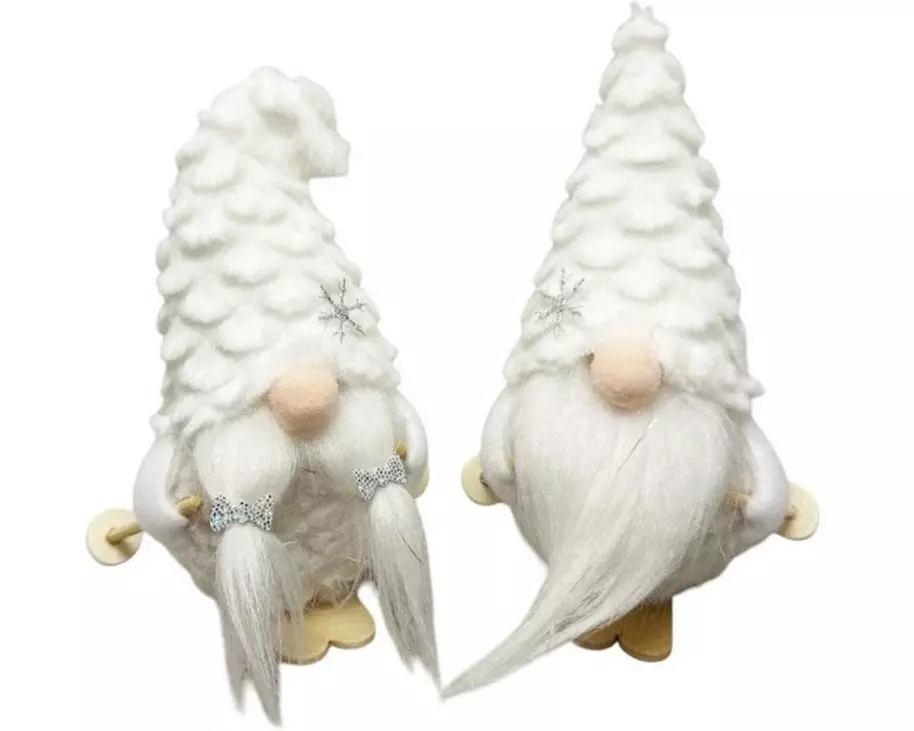 Dameco Weihnachtsfigur Wichtel stehend 2-er Set, Weiss, 11 cm