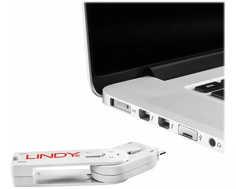 LINDY USB Port Locks 4xWHITE+Key. 4 locks +1 key, color code RED