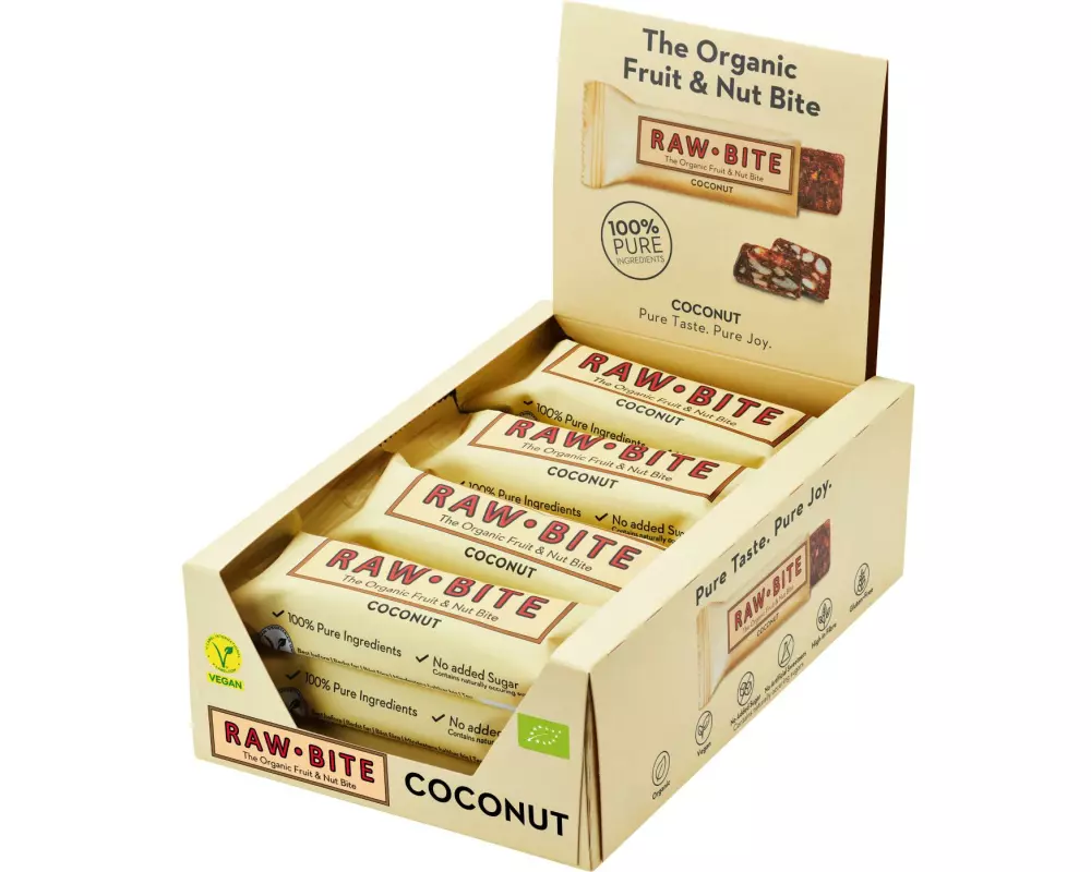 Rawbite Rohkostriegel Kokosnuss, 12 x 50g