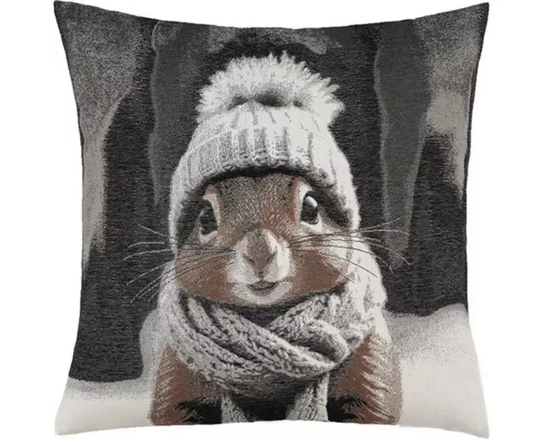 pad Kissenbezug Squirrel 50 x 50 cm, Beige/Braun/Schwarz