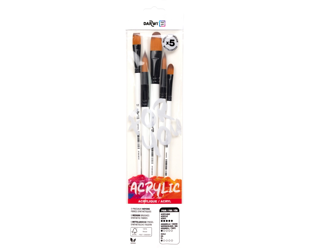 DARWI Pinsel Set Mittel DF1905150K02C Synthetik 5 Stück