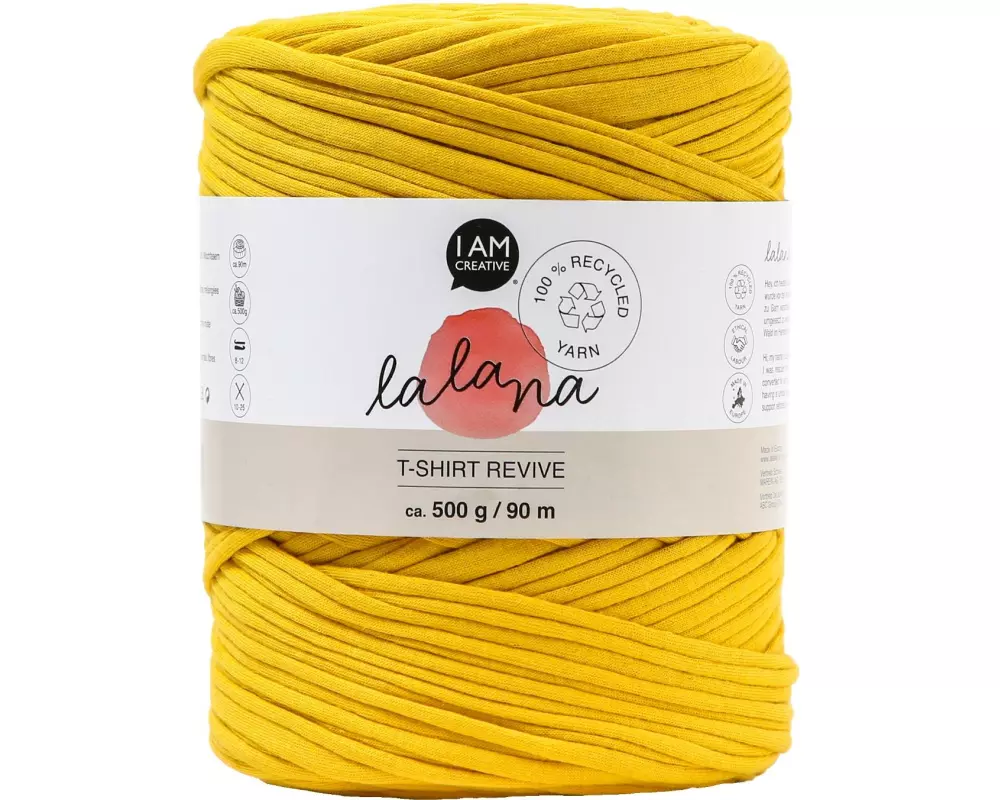 lalana Wolle T-Shirt Revive 5 mm, 500 g, Senfgelb
