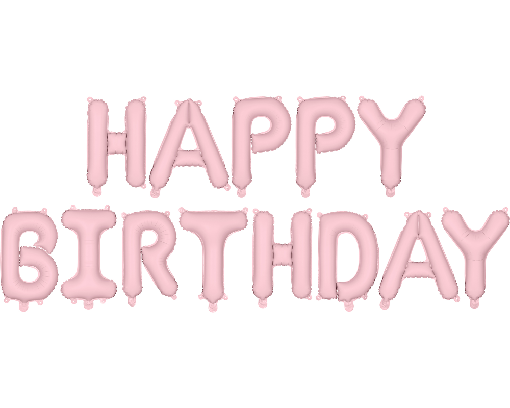 PARTYDECO Folienballon 340x35cm FB6T-081J Happy Birthday rosa