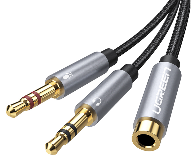 UGREEN Audio Cable 3.5mm Fem./2 Male 20899 aluminum Case, Black, (BB)