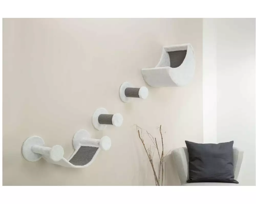 Trixie Kratzmöbel Wandset, Plüsch, 4 Stück, Weiss/Grau