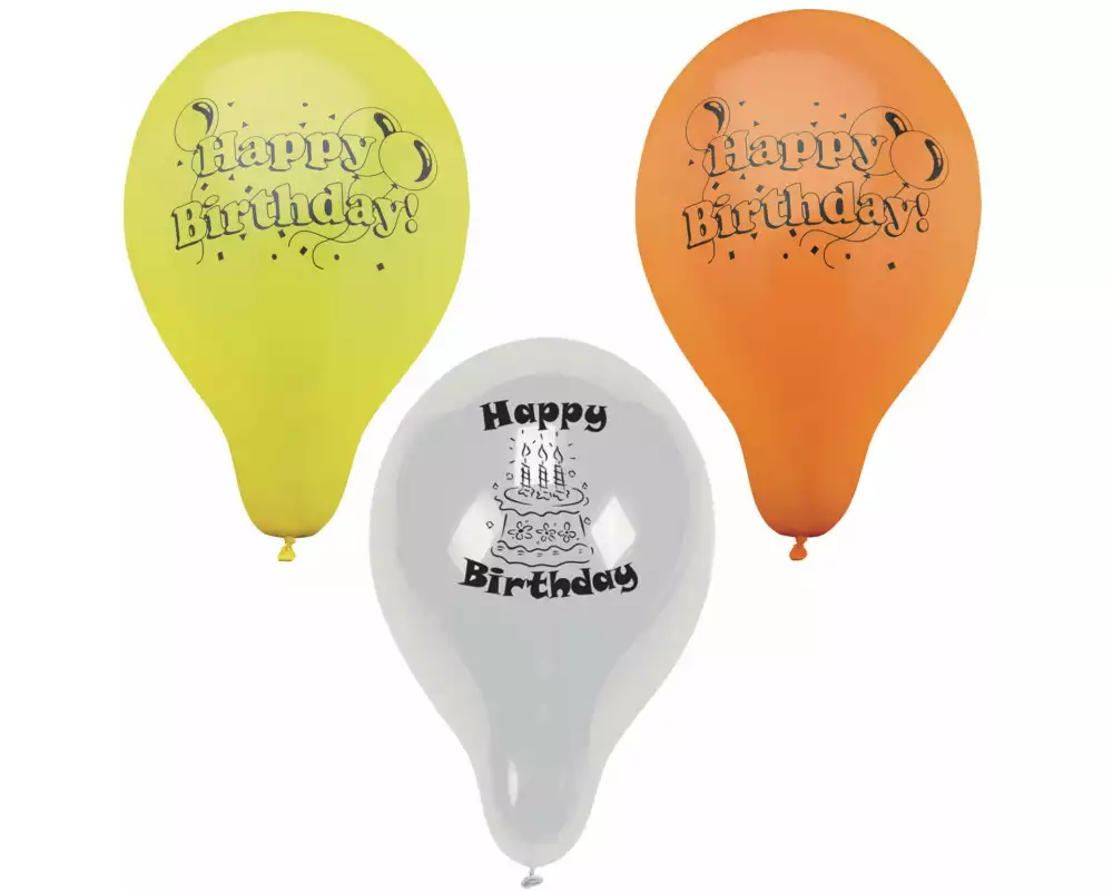 Papstar Luftballon Happy Birthday Mehrfarbig, 10 Stück