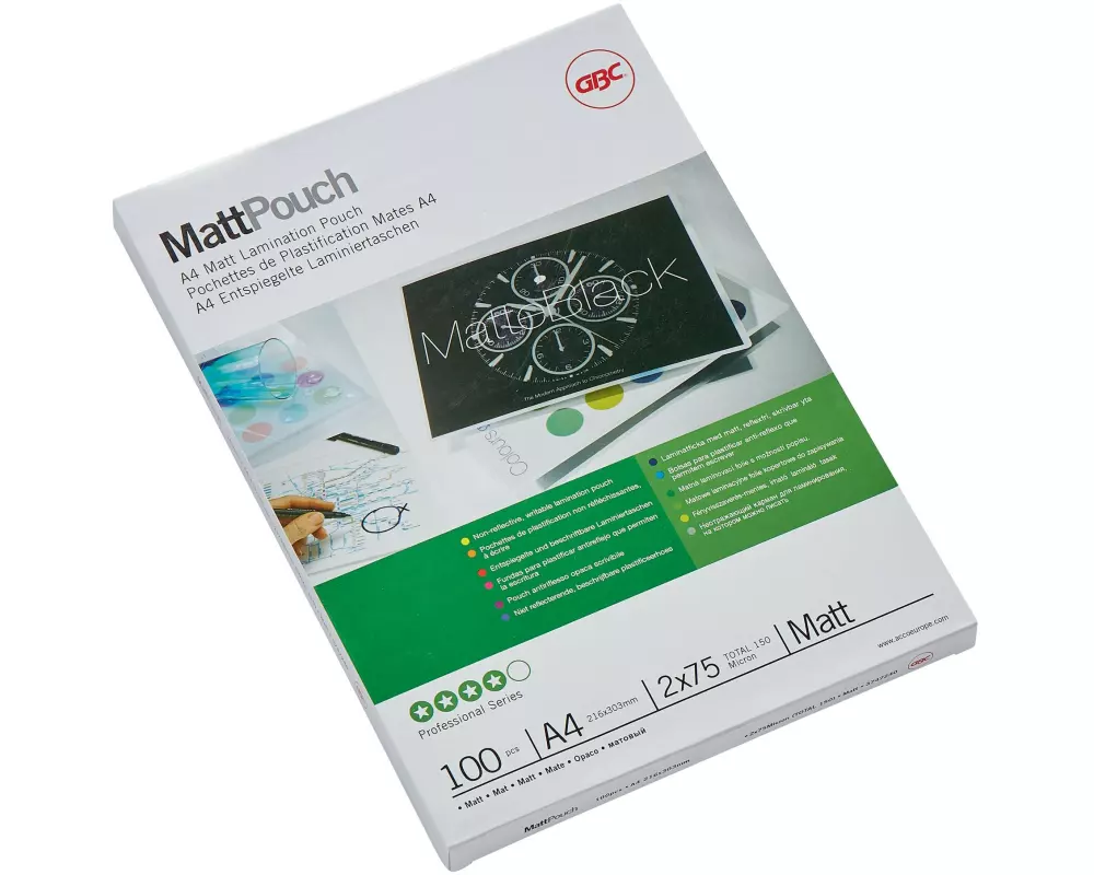 GBC Laminierfolie Premium A4 75 µm, matt, 100 Stück