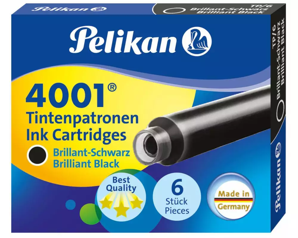 Pelikan Tintenpatrone 4001 Schwarz, 6 Stück