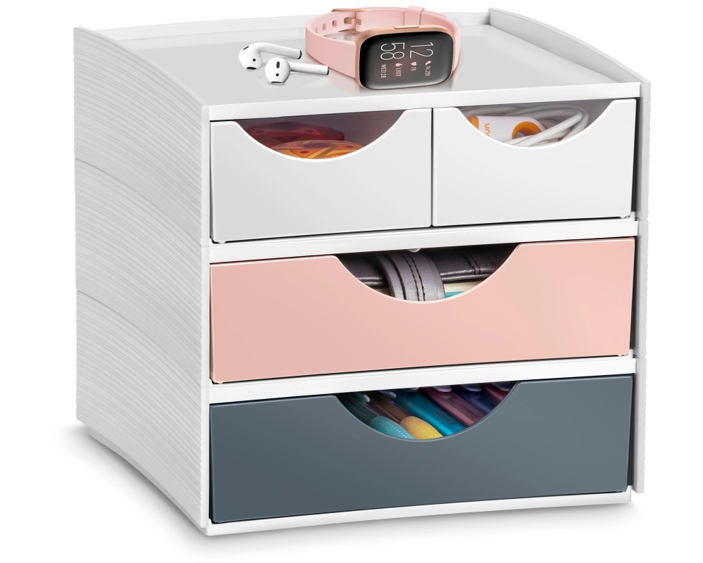 CEP Schubladenbox MyCube Mineral 1032111681 4 Schubl. weiss/grau/pink