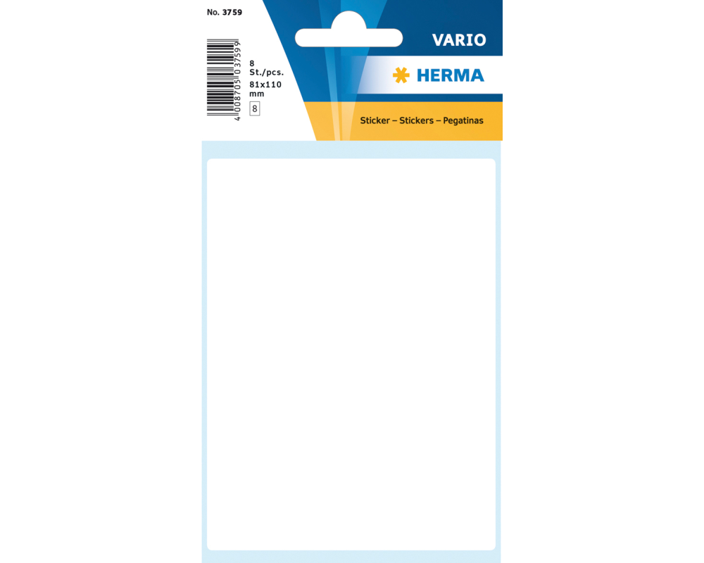 HERMA Etiketten 81×110mm 3759 weiss 8 Stück