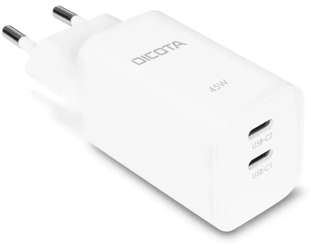 DICOTA USB-Wandladegerät 2-port GaN Wall Charger 45W