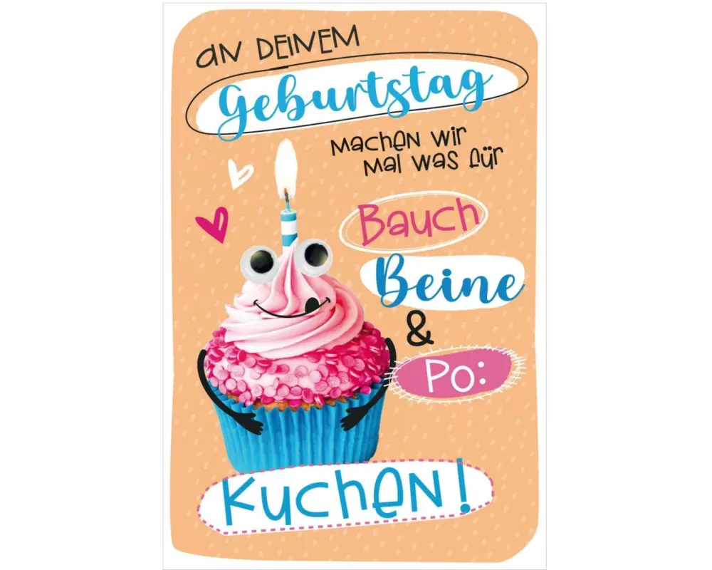 Susy Card Geburtstagskarte Cupcake mit Wackelaugen 11.5 x 17 cm