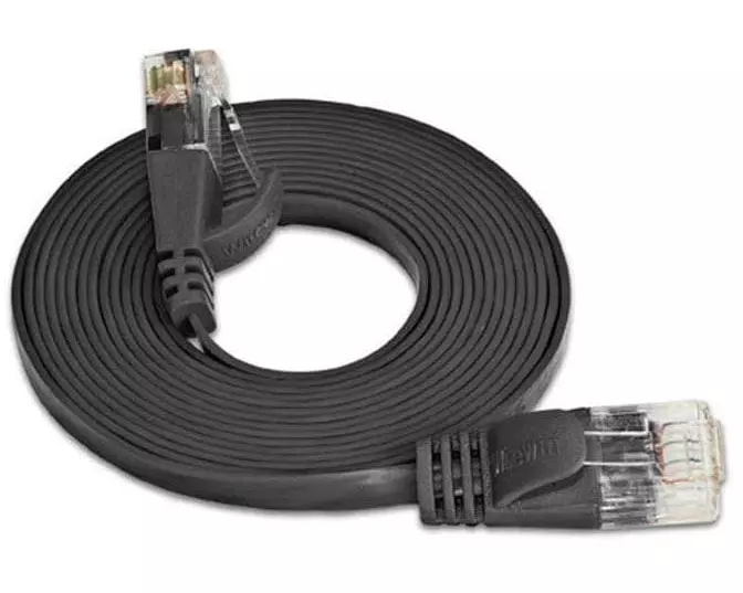 SLIM Slimpatchkabel RJ-45 - RJ-45, Cat 6, UTP, 0.75 m, Schwarz
